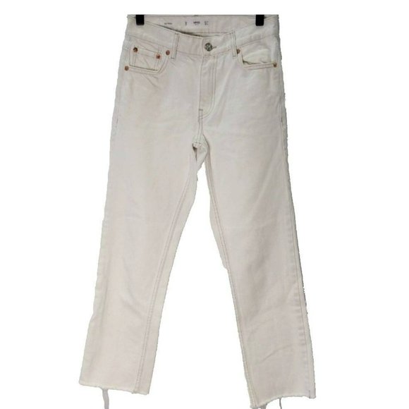 Mango Jeans Mango Sayana White Straight Ankle Crop Jeans Size